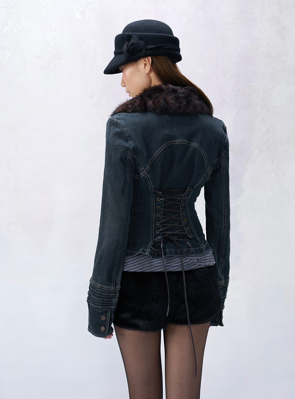 Low-Cut Stretch Denim Jacket