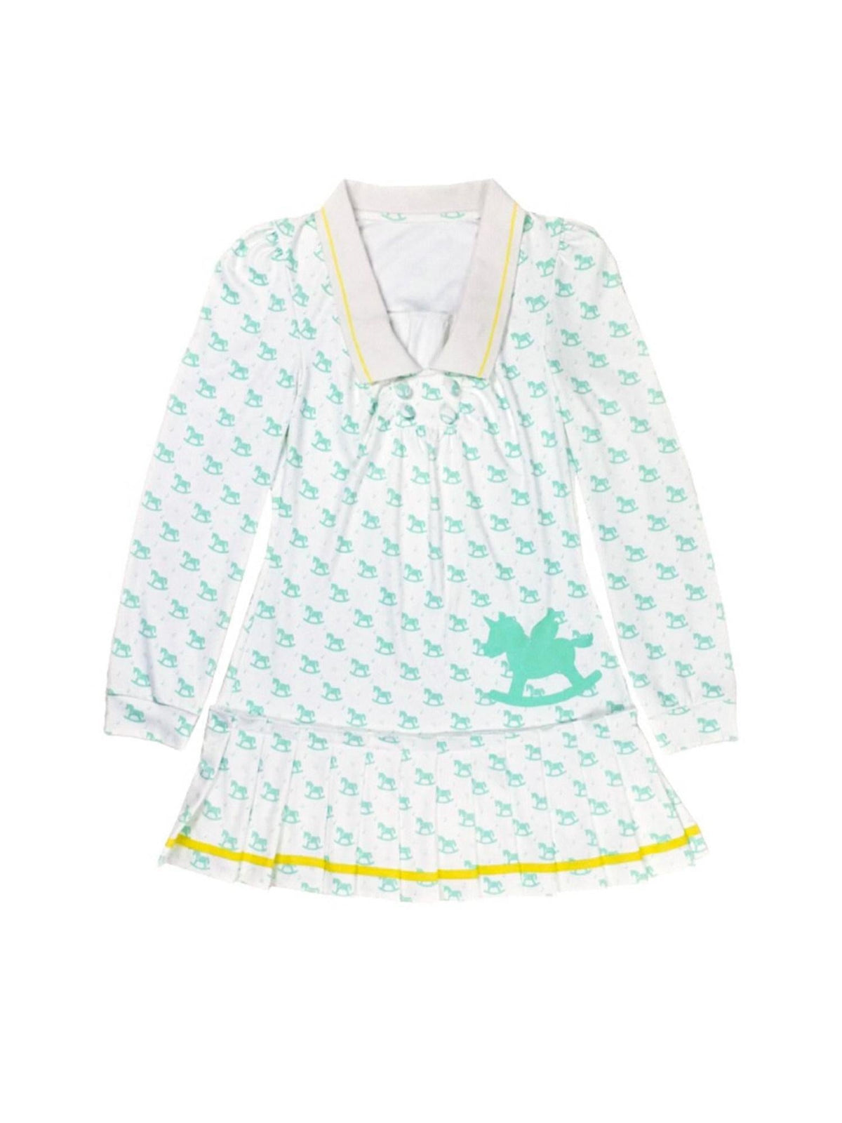 Cute Bubble Sleeve Doll Collar Pleated Casual Striped Mint Pink Mini Dresses