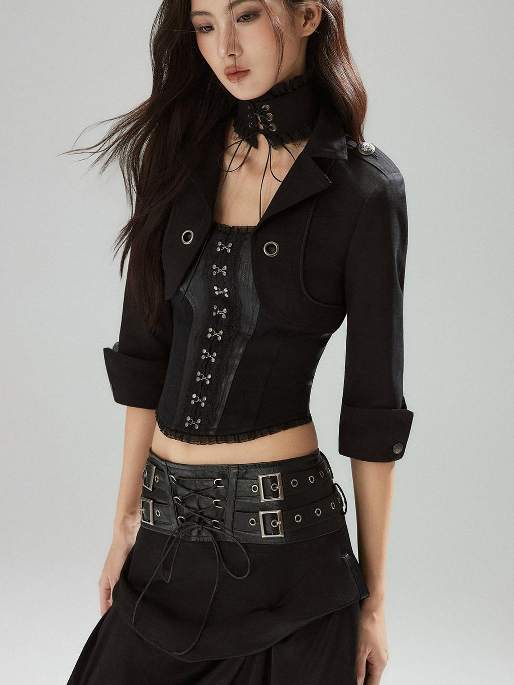 Zipper Slim Fit Cotton Streetwear Black Short No Padding Tube Tops