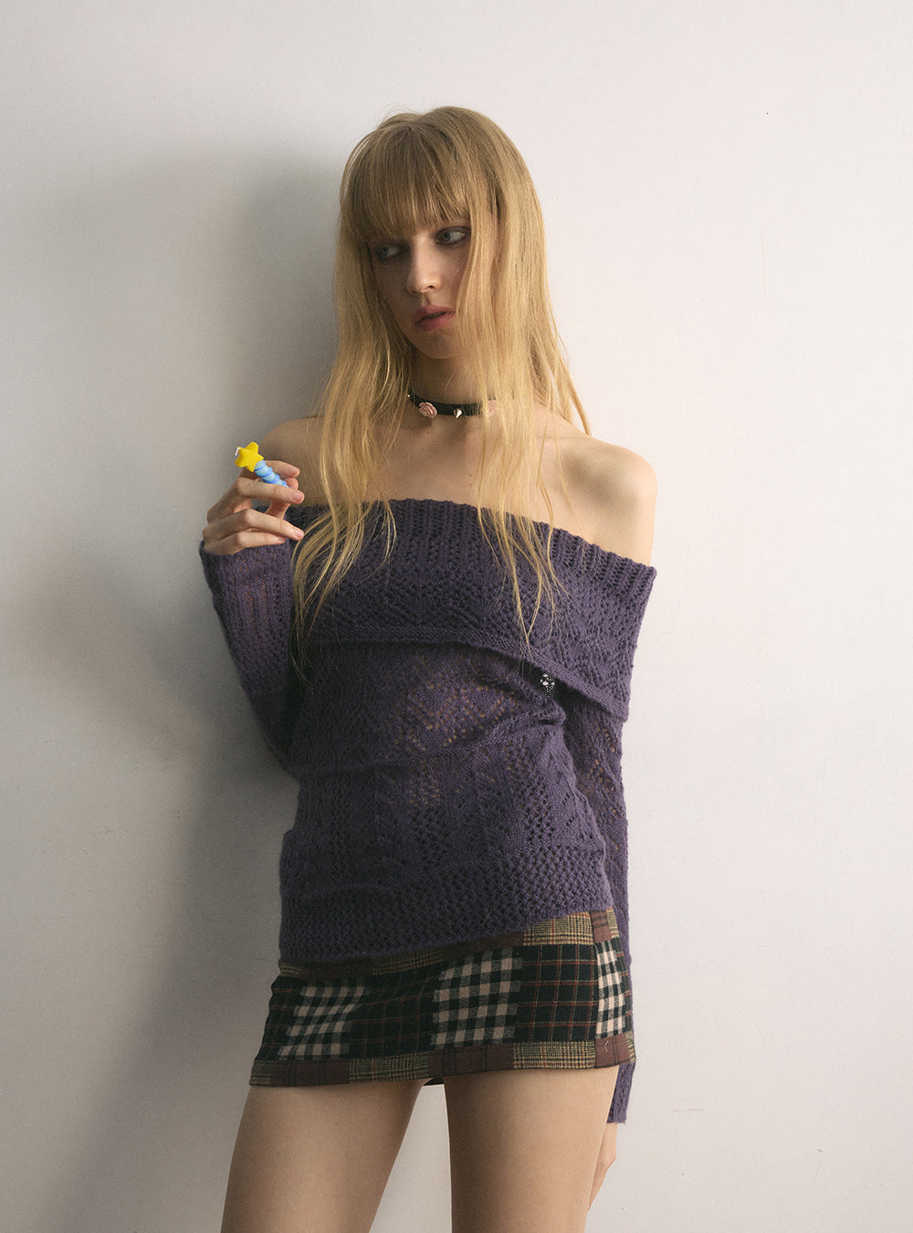 Violet Off Shoulder Knit Top