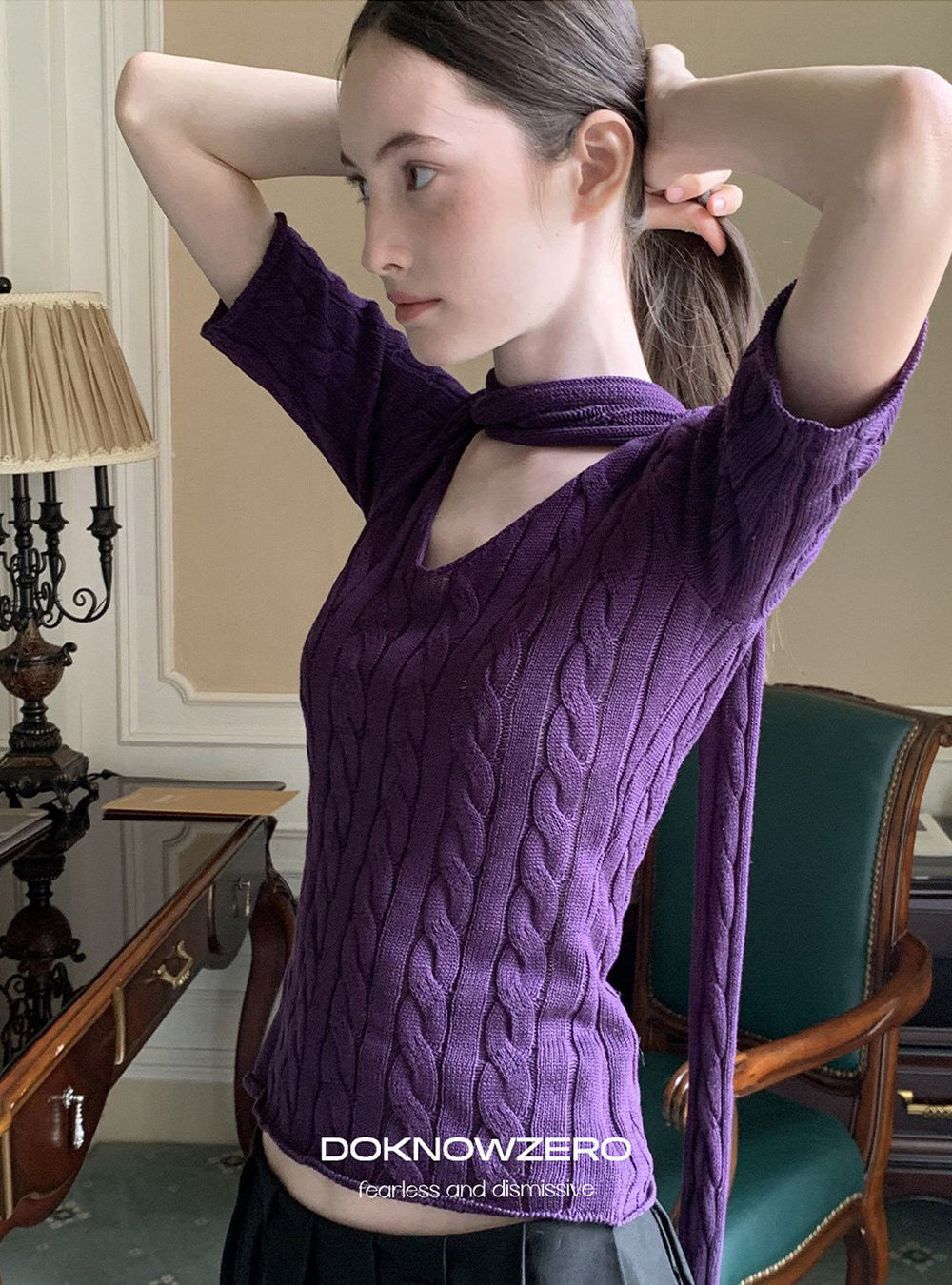 Cable Knit Scarf Top (2color)
