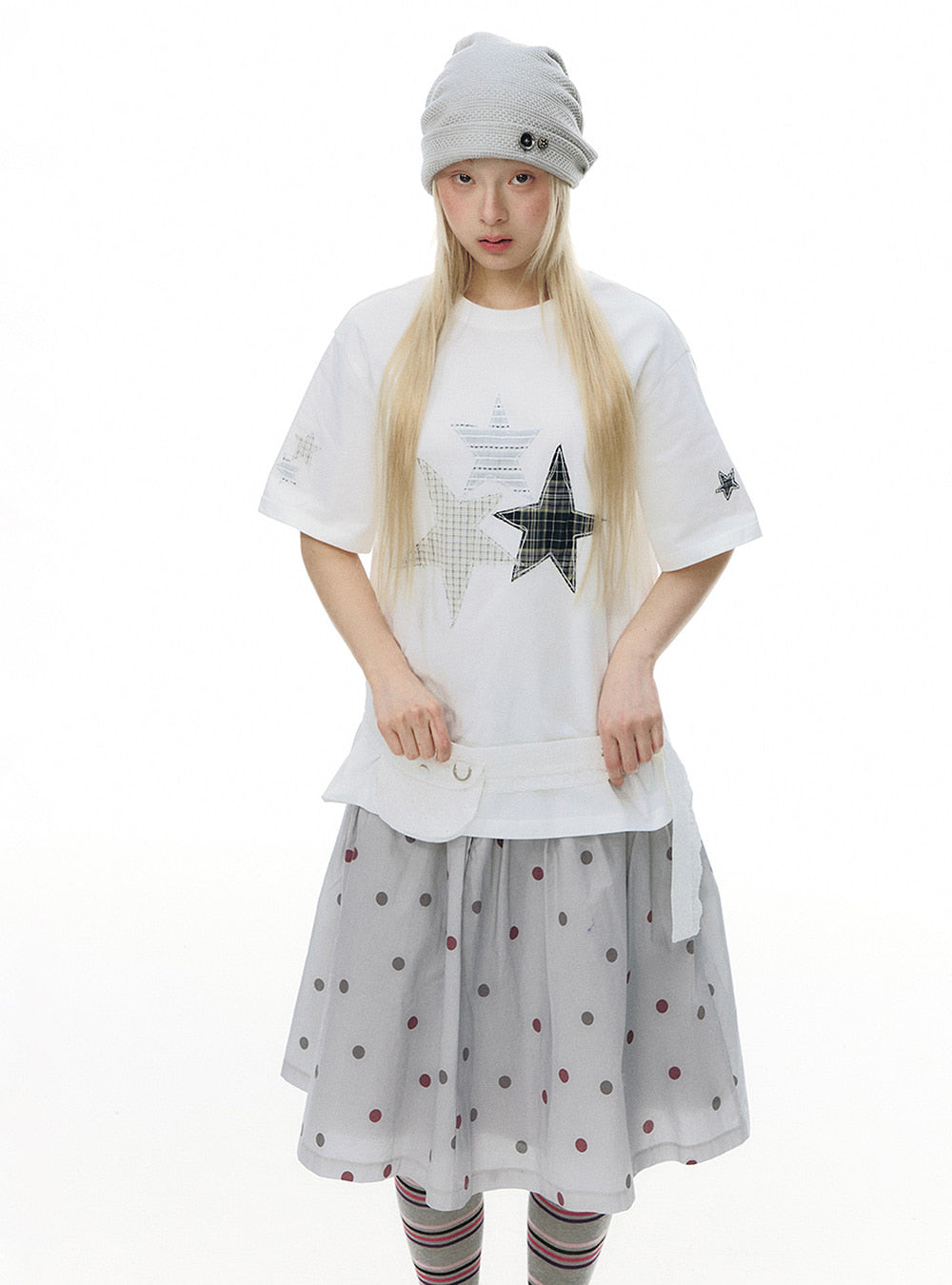 Cold Ash Dot Flare Skirt