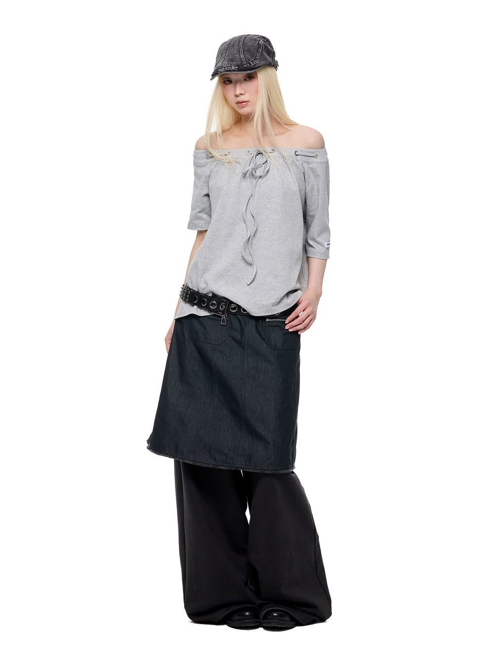 Slant Drawstring Gather Top (2color)