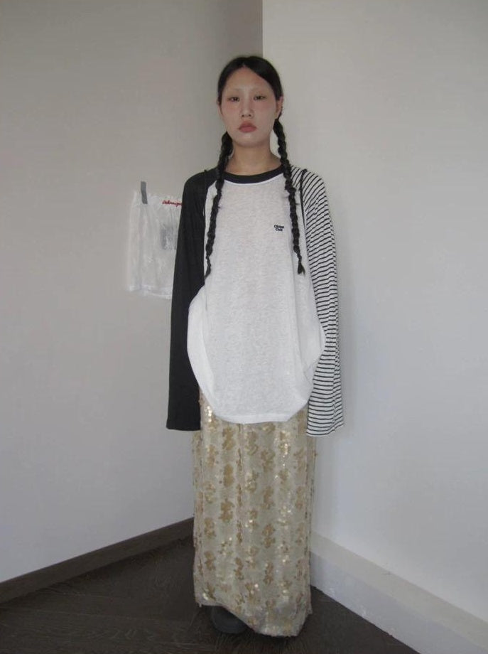 3months | SUMMER STRIPED T-SHIRT WITH SHEER SLEEVES【ID:TN00042】