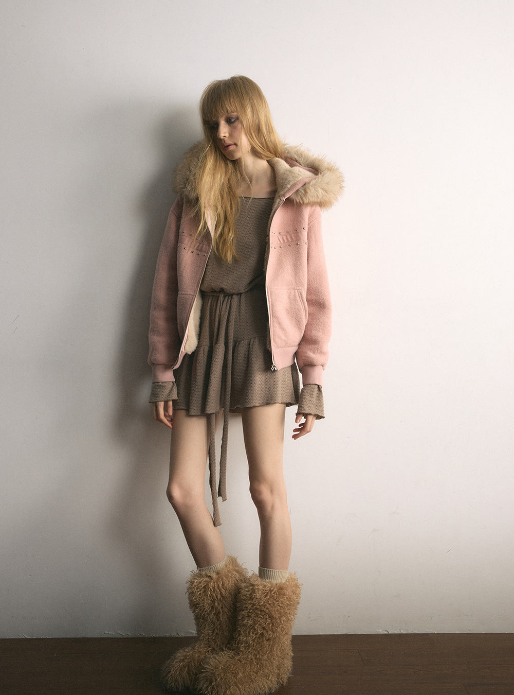 Soft Mist Wool Hooded Jacket
