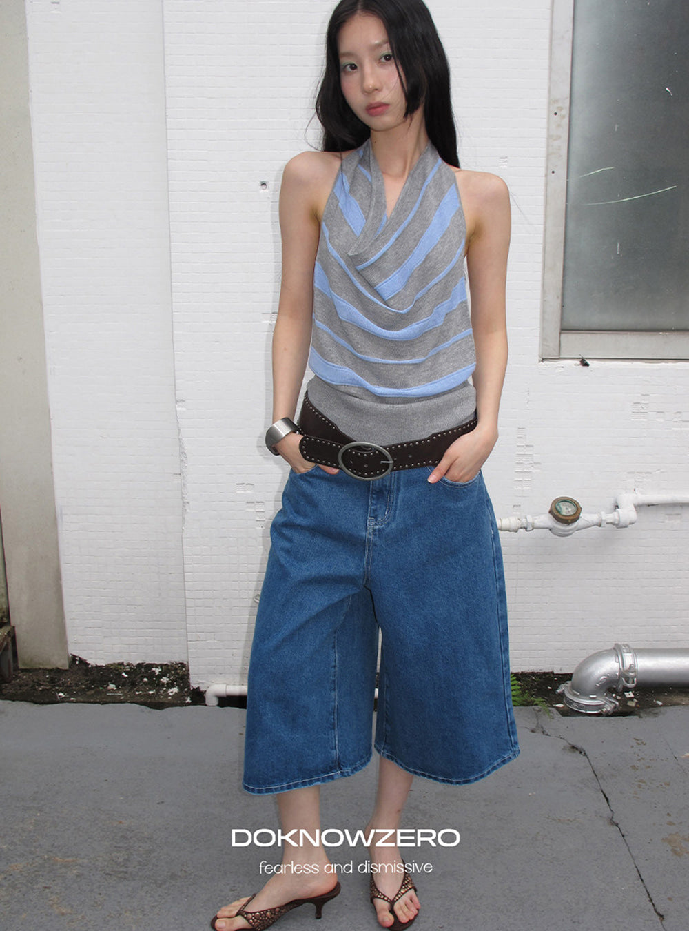 Stripe Halterneck Swing Vest