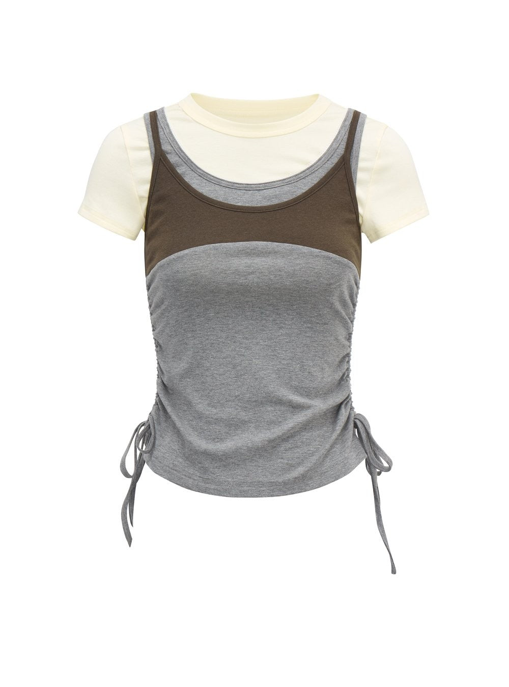 Layered Drawstring Sculpted Top (2color)