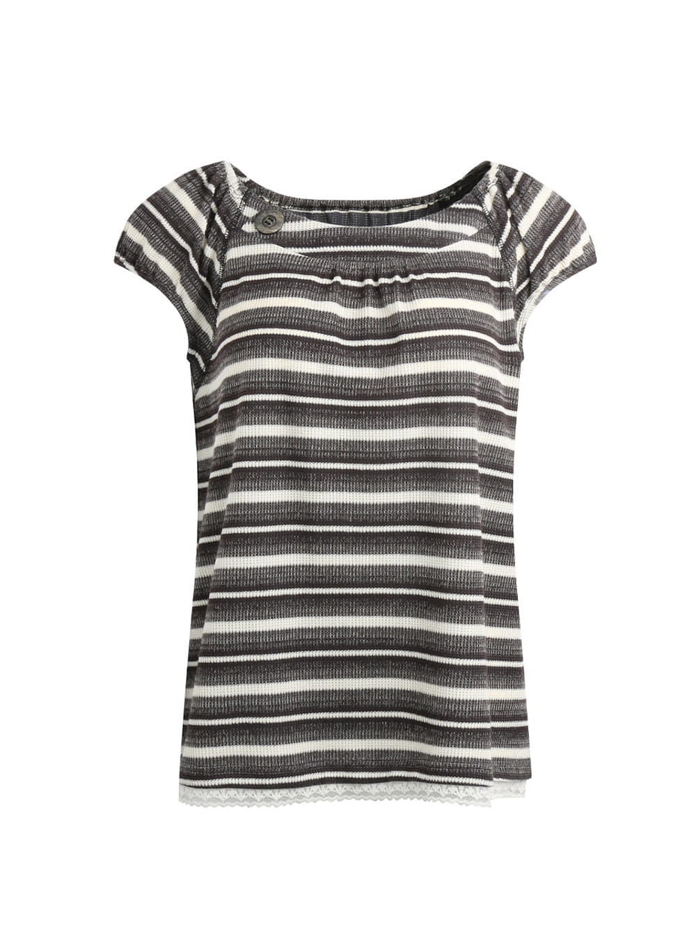 Retro Brown Stripe Button Top
