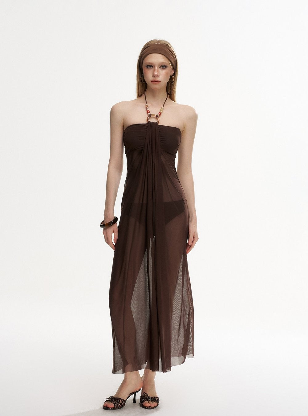 Ring Draped Dress Swim Set (2Piece)