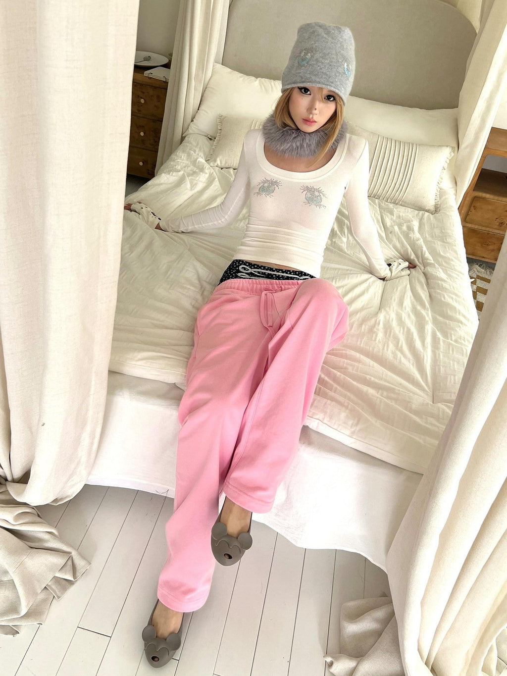 100 Percent Cotton Soft Comfort Casual Natural Waist Unisex Pink Straight Pants