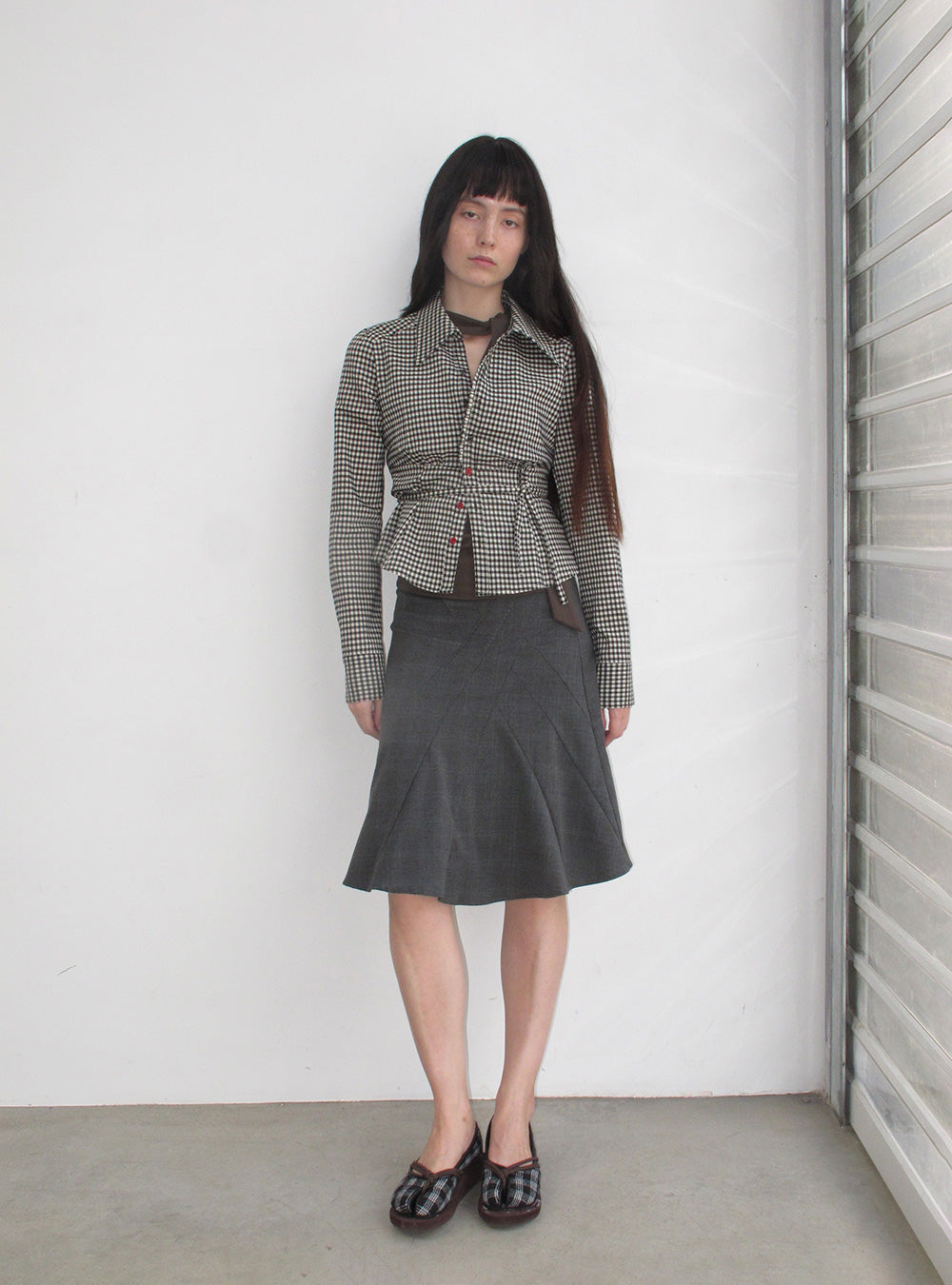 Tencel Check Button & Tie Detail Shirt