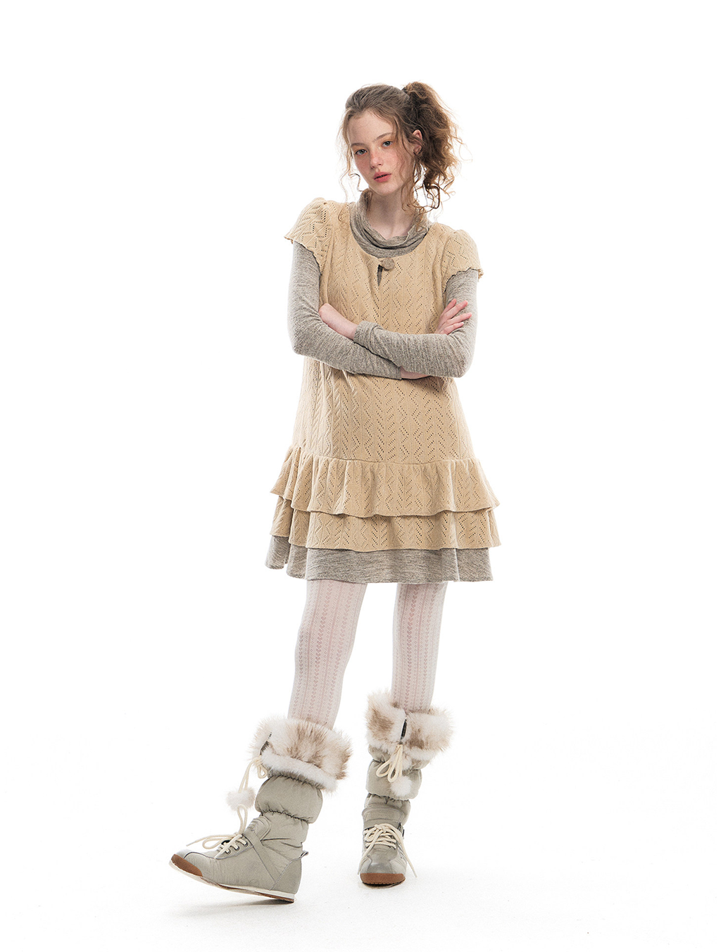 Romance Nanci Layered Funnel-Neck Dress
