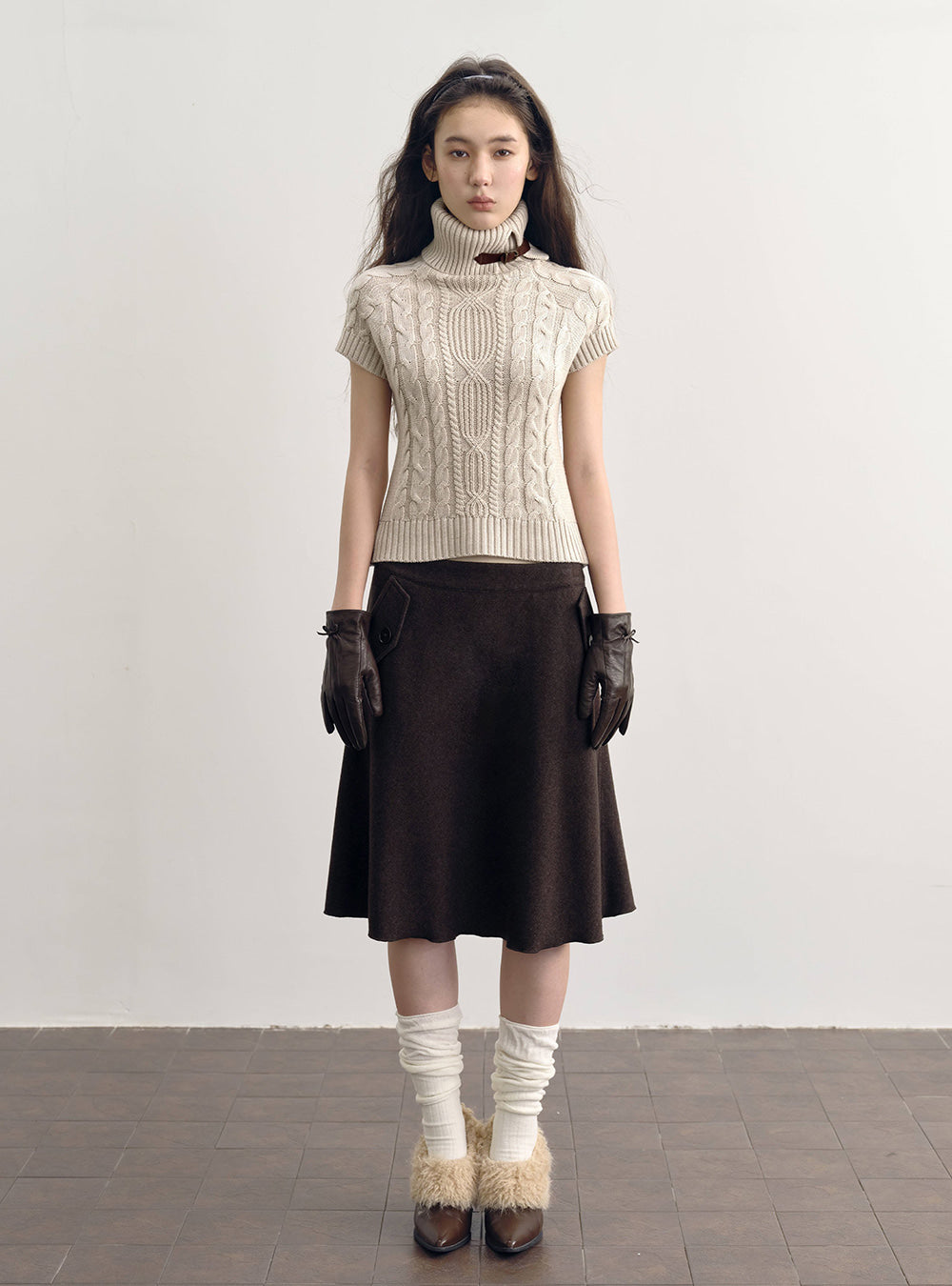 Chestnut Flap A-Line Skirt