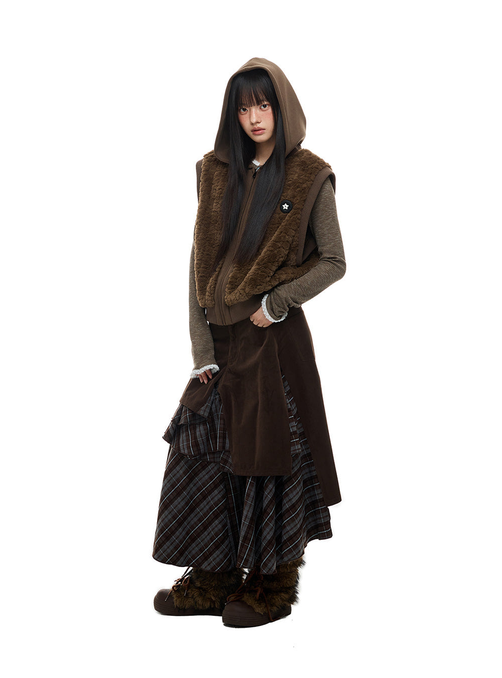 Cocoa Bear Furry Vest Jacket