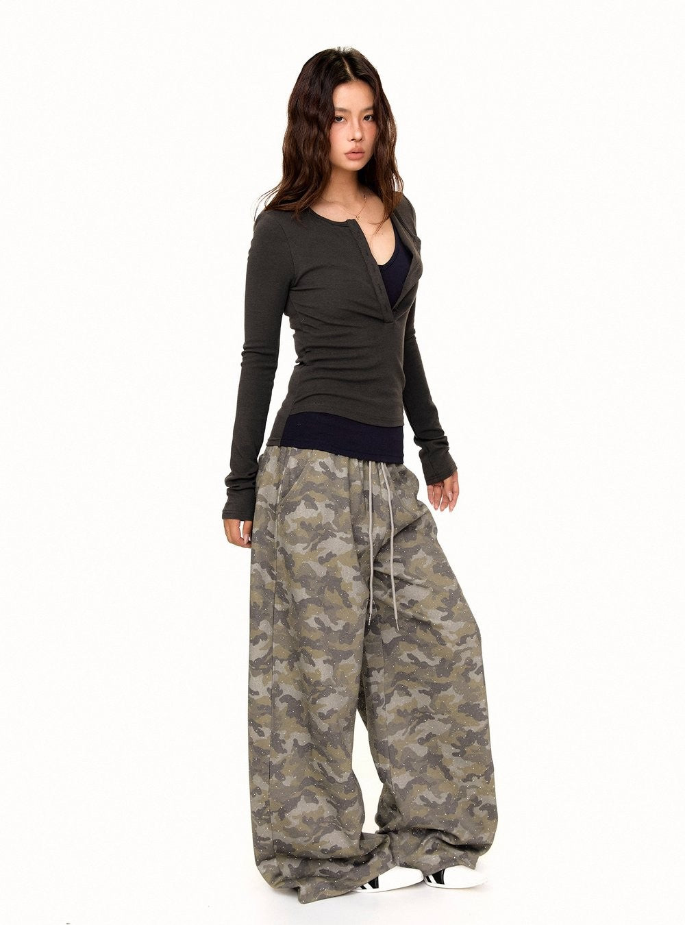 Camo Sparkle Wide Pants