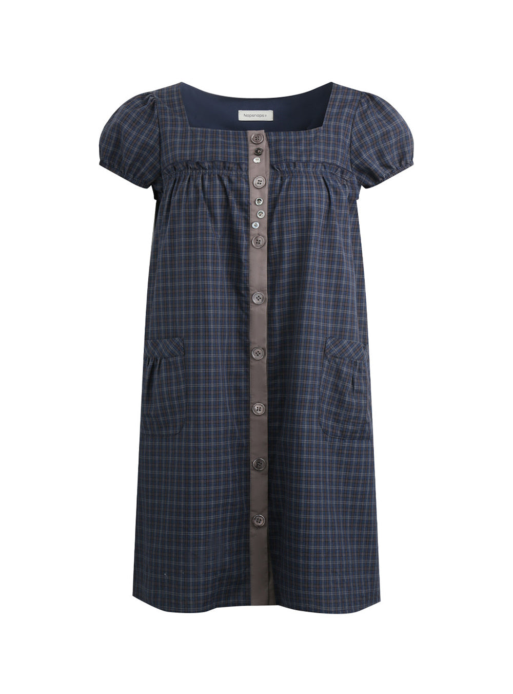 Midnight Check Puff Mini Dress