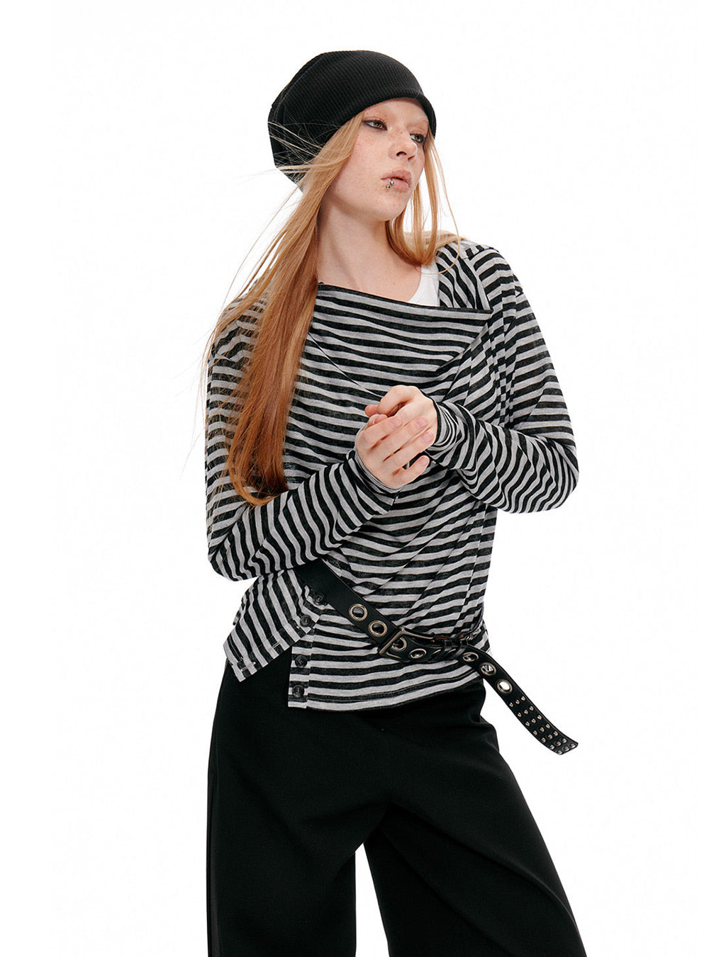 Lazy Sailor Draped Top (2color)