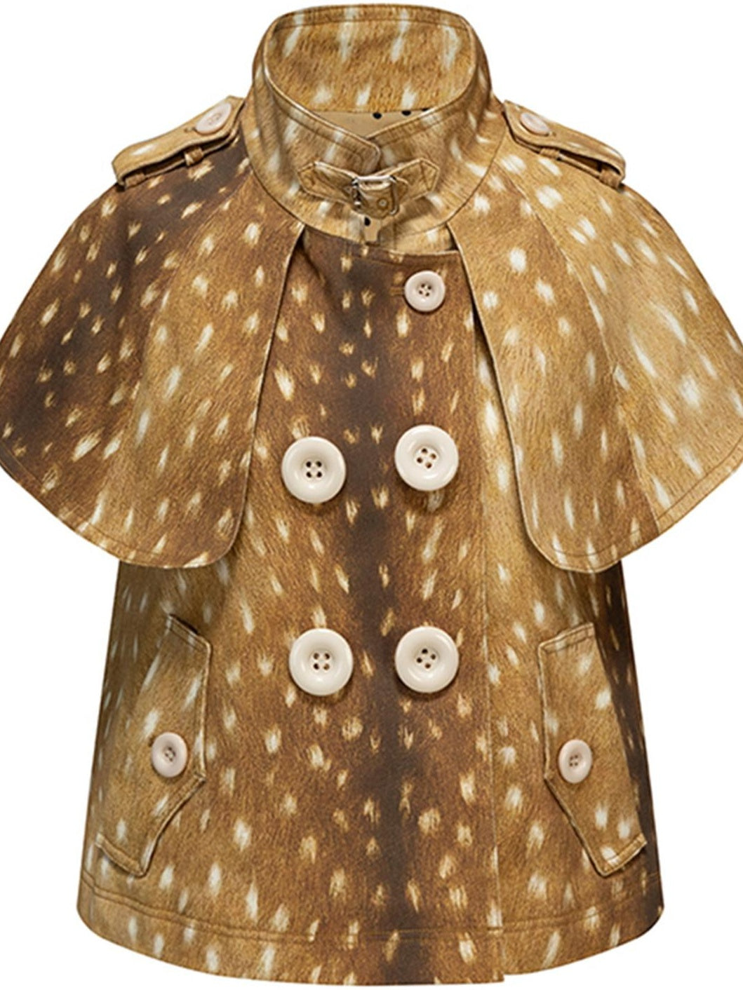 Windproof Cotton Stretch Cute Cropped Doublebreasted Unisex Polka Dot Blouses