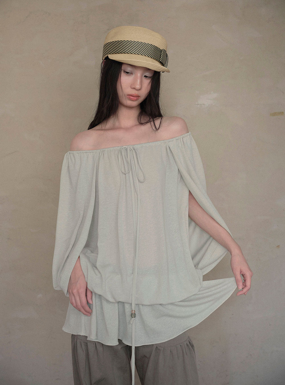 Linen Blend Draped Top