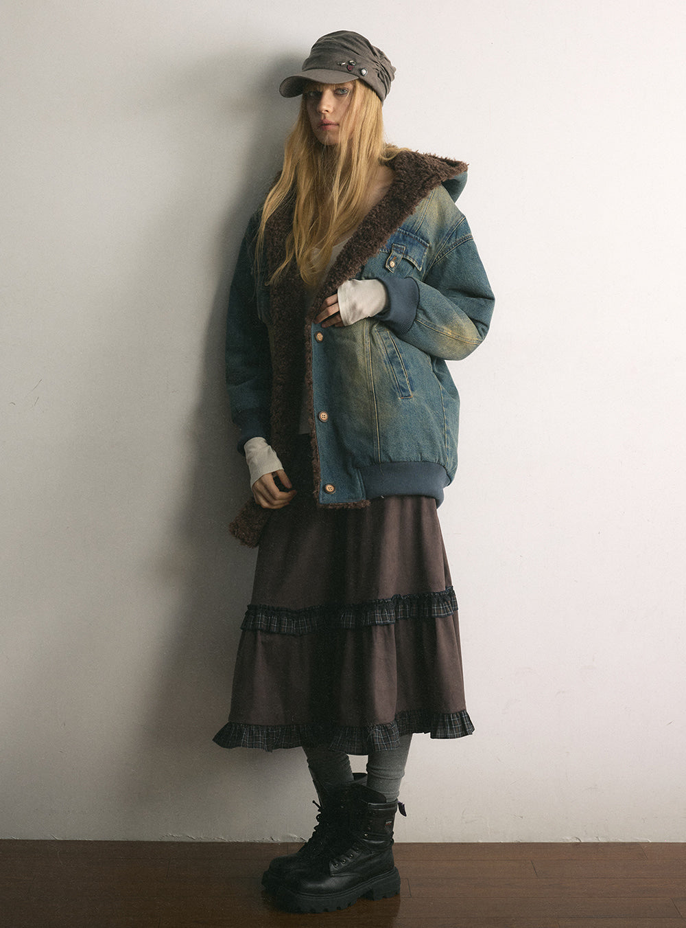 Wild Grape Layered Check Skirt