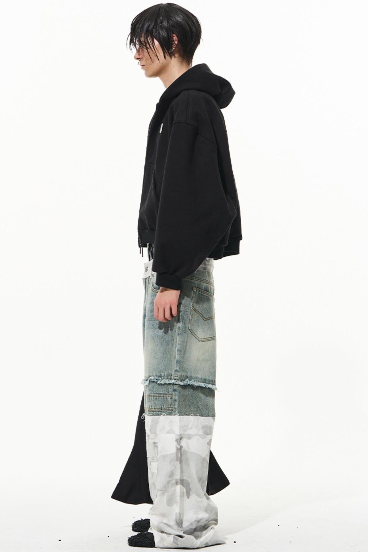 Camouflage Patchwork Denim Trousers