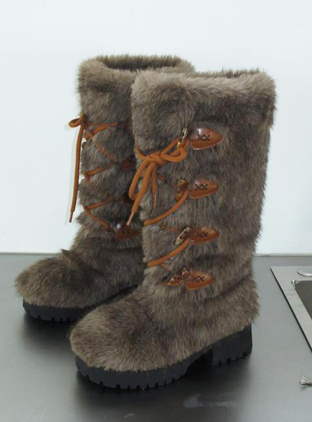 Brown Faux-Fur Lined Snow Cotton Boots