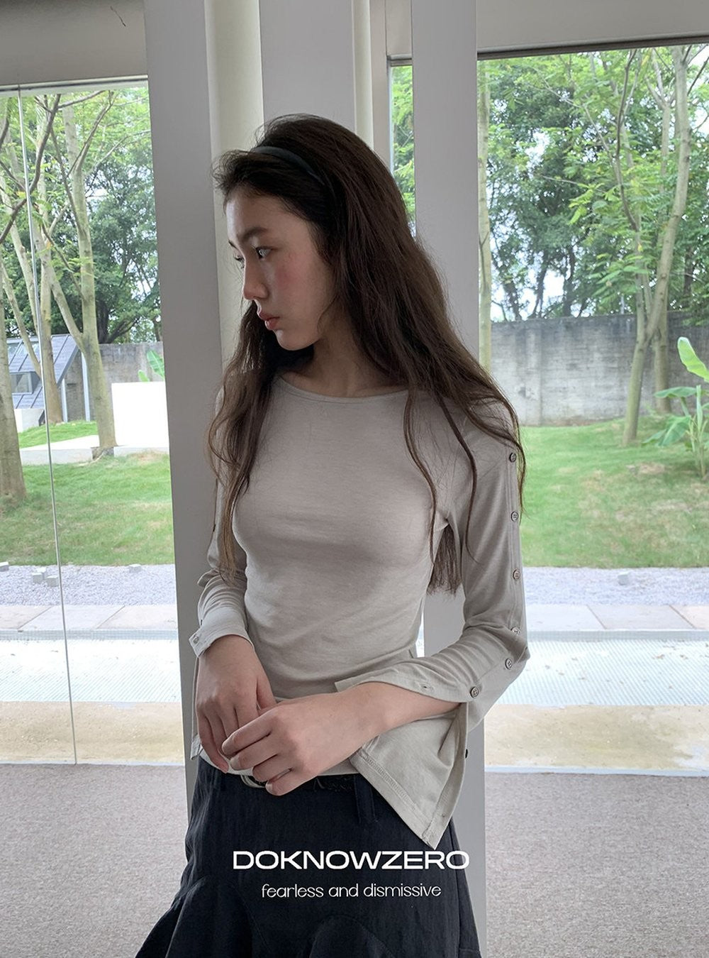 Buttoned Flare Sleeve Top