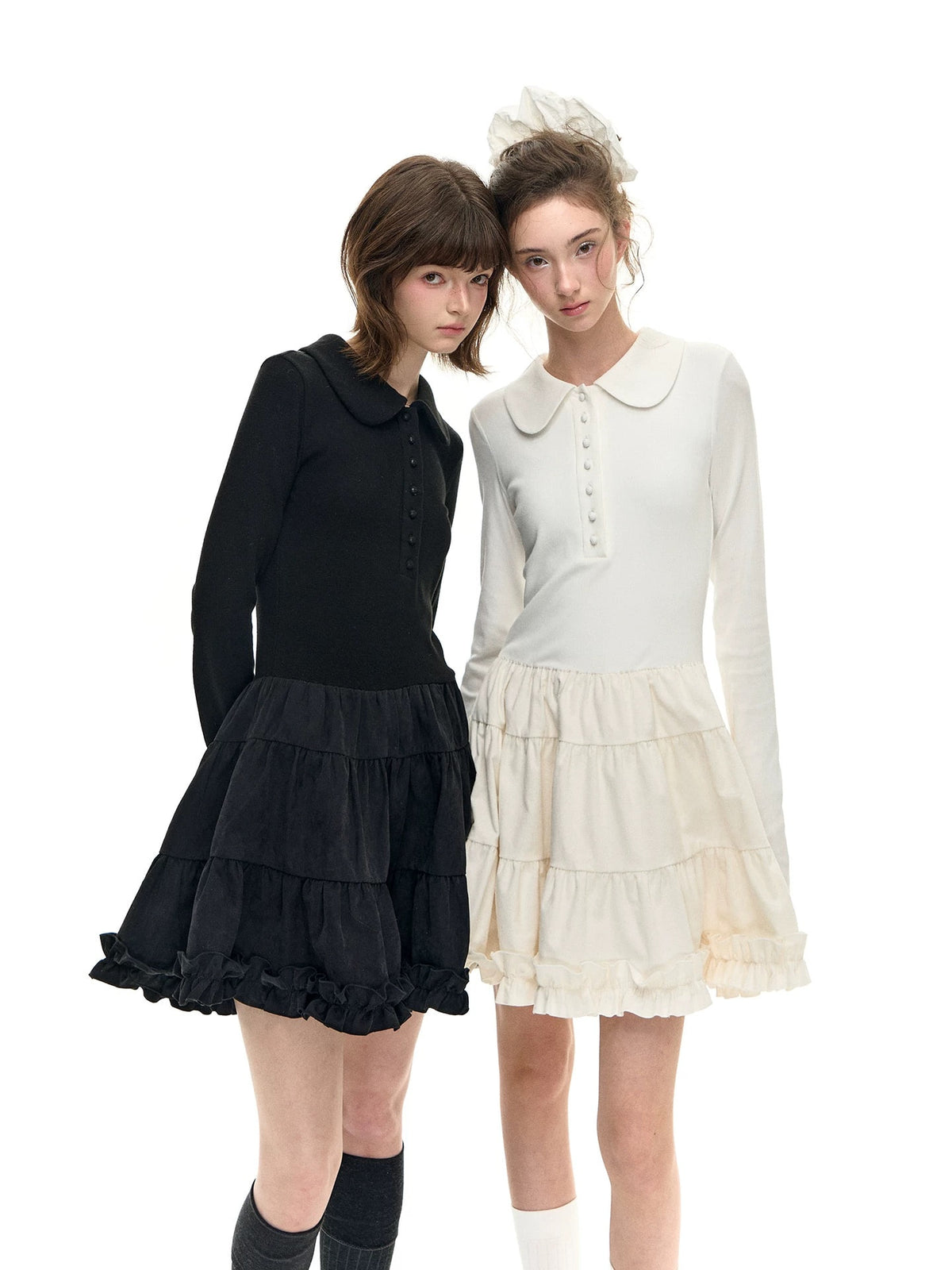 Romance Nanci Puff Polo Knit Layered One-Piece