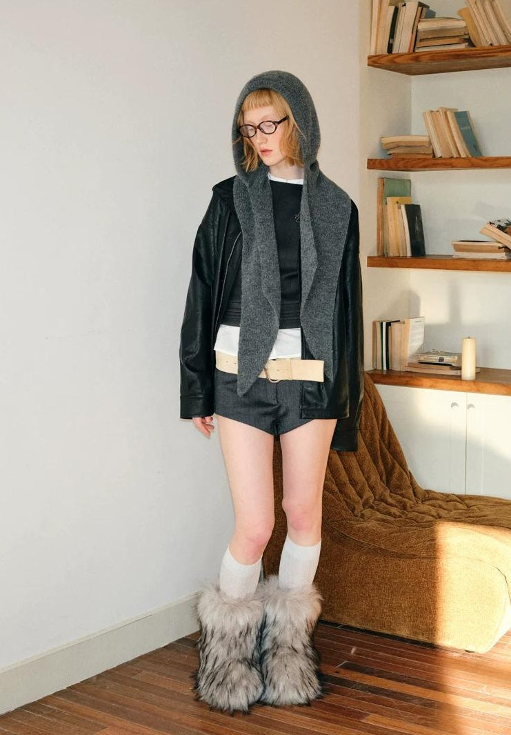 TRIA SELECT | KNITTED HOODED SCARF HAT SET【ID:TN00088】