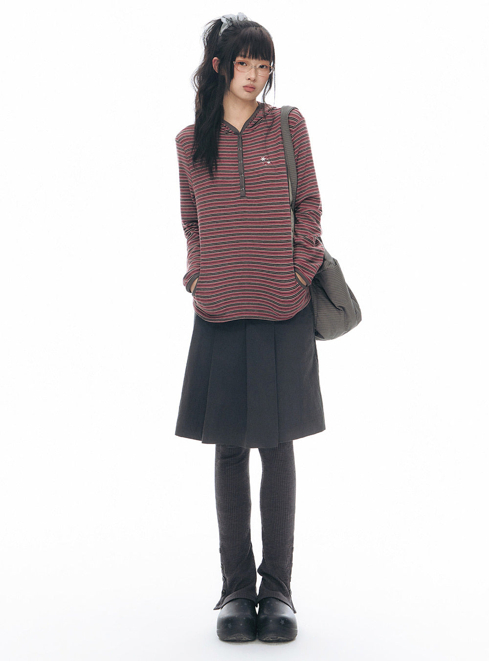 Rib Flare Button Pants (2color)