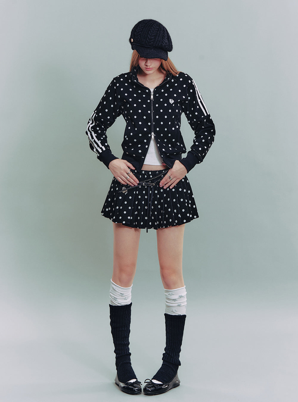 Polka Dot Set-Up (Jacket + Pants + Skirt)