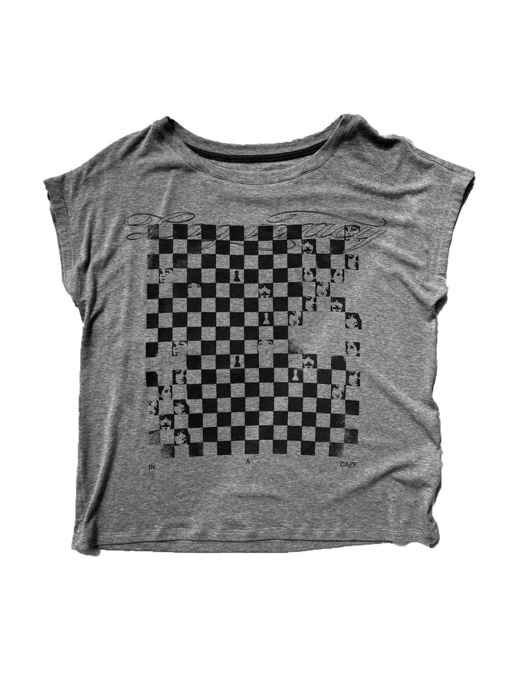 Checkerboard Portrait Print Relaxed Top