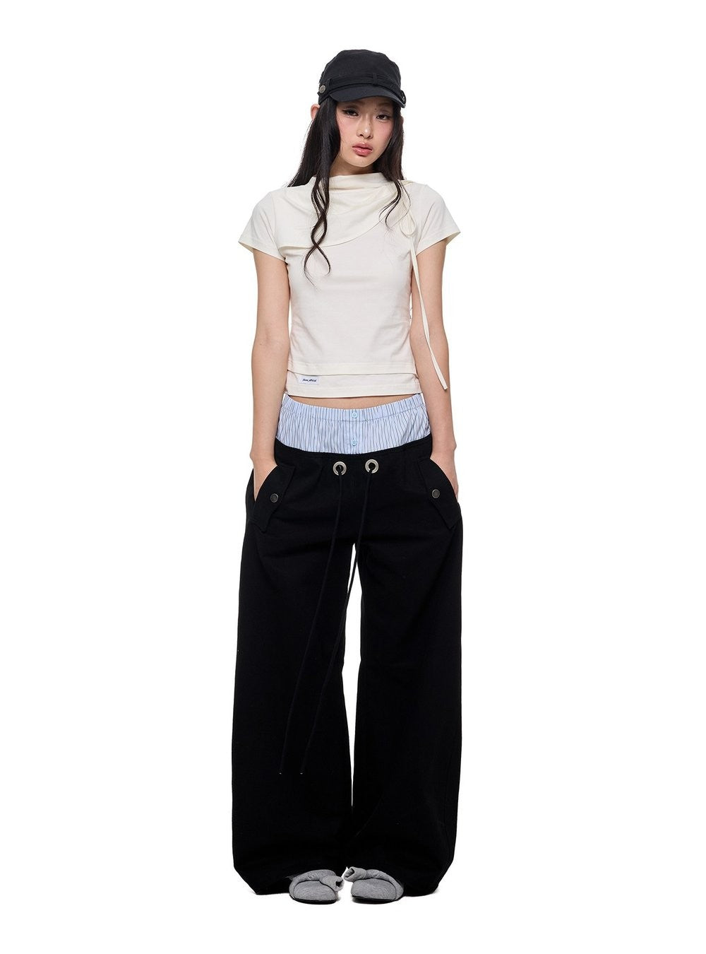 Stripe Contrast Straight Pants
