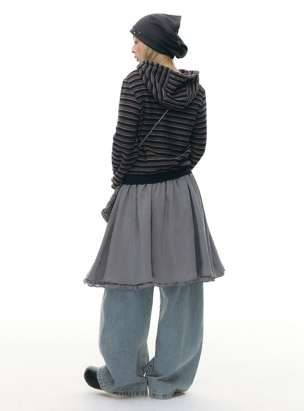 Star Zip Crop Stripe Hoodie