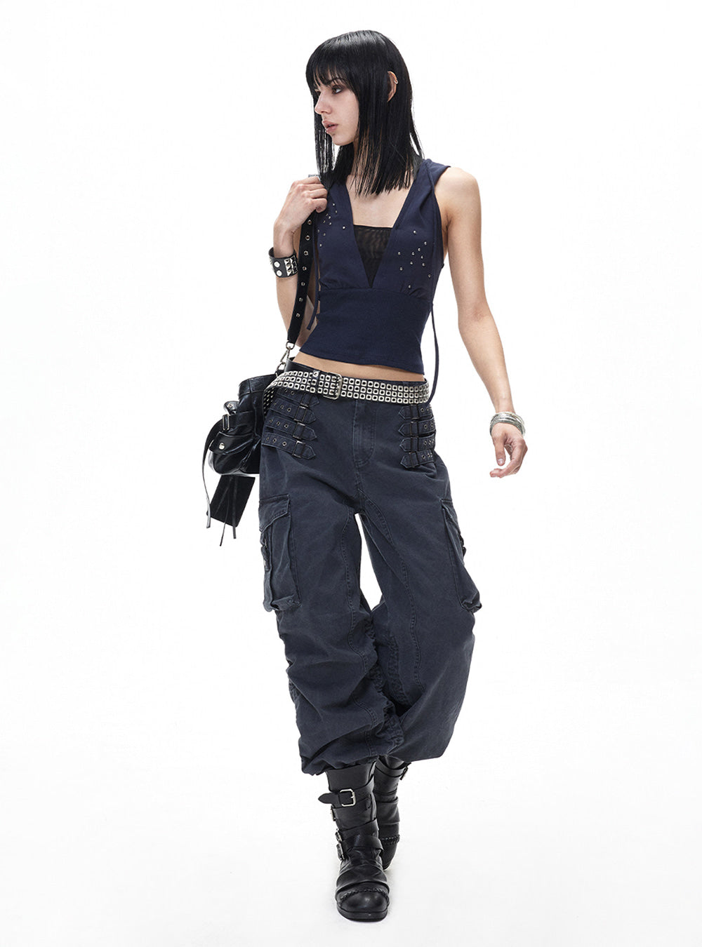 Obsidian Strap Cargo Wide Pants