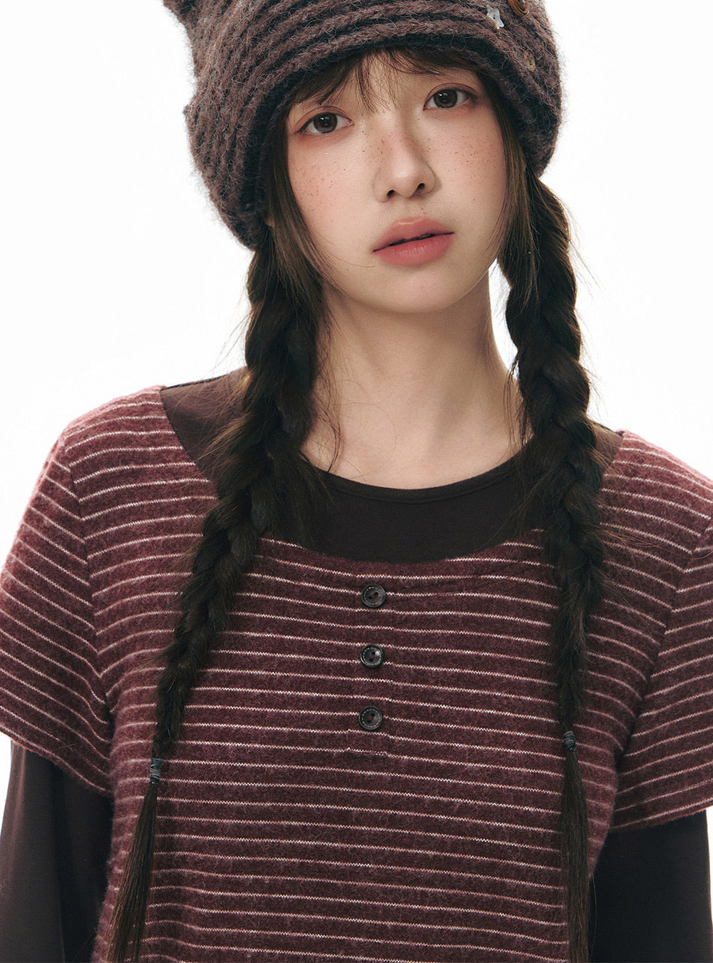 Layered Stripe Long Sleeve Top (2color)