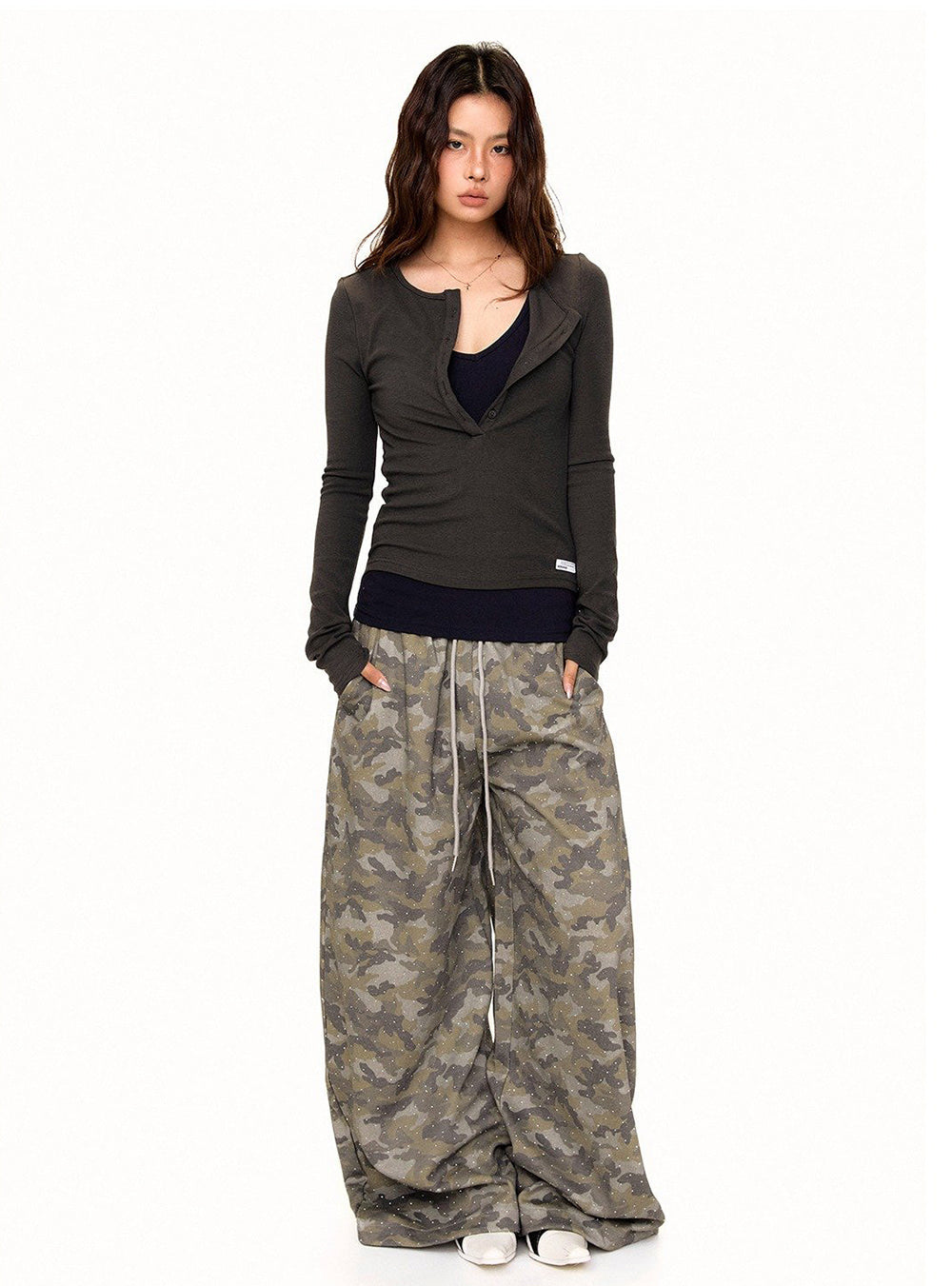 Camo Sparkle Wide Pants