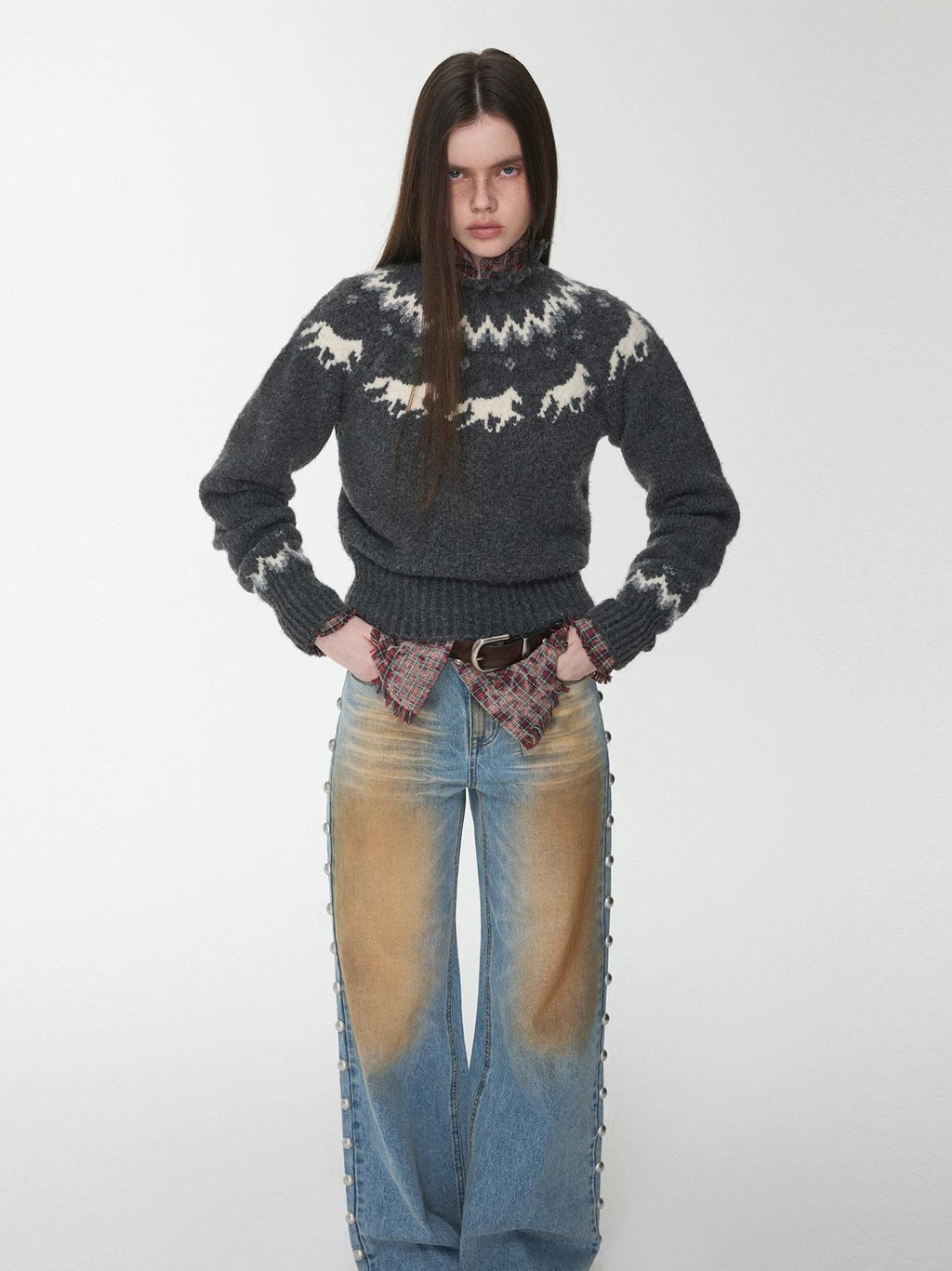 1JINN STUDIO | PLUNGING NECK KNIT SWEATER【ID:TN00068】