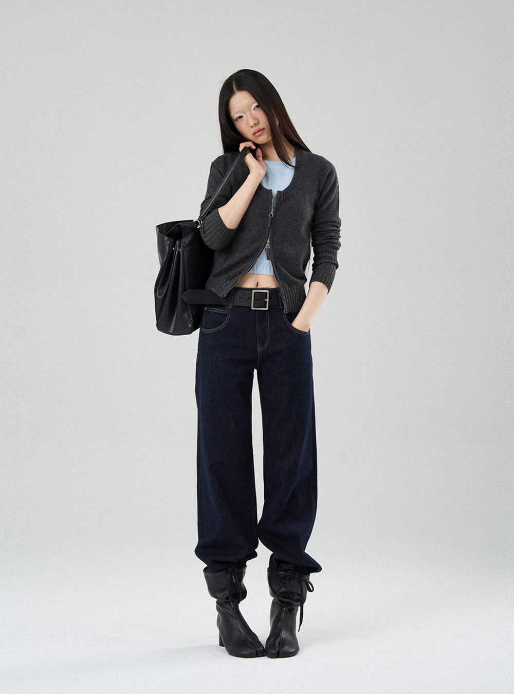 Slim Fit Faux-Layer Merino Knit Cardigan (2color)