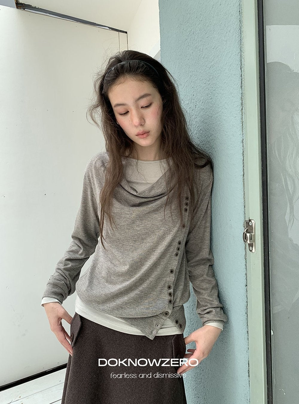 Asym Button Wrap Top