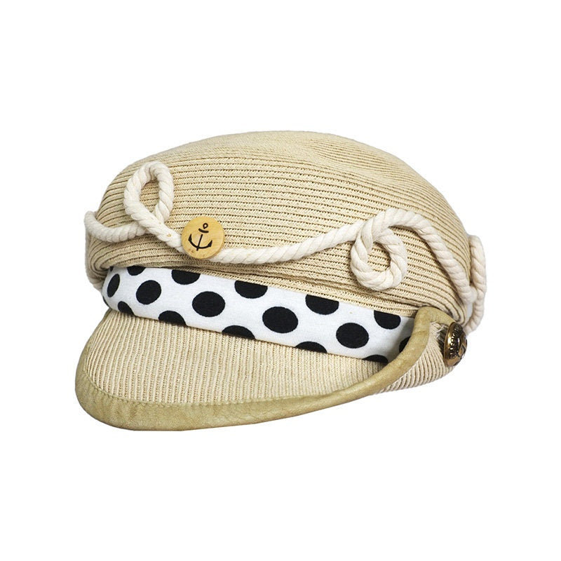 Linen Polka Dot Casual Fisherman Unisex Travel L Size 58 60Cm Beanies
