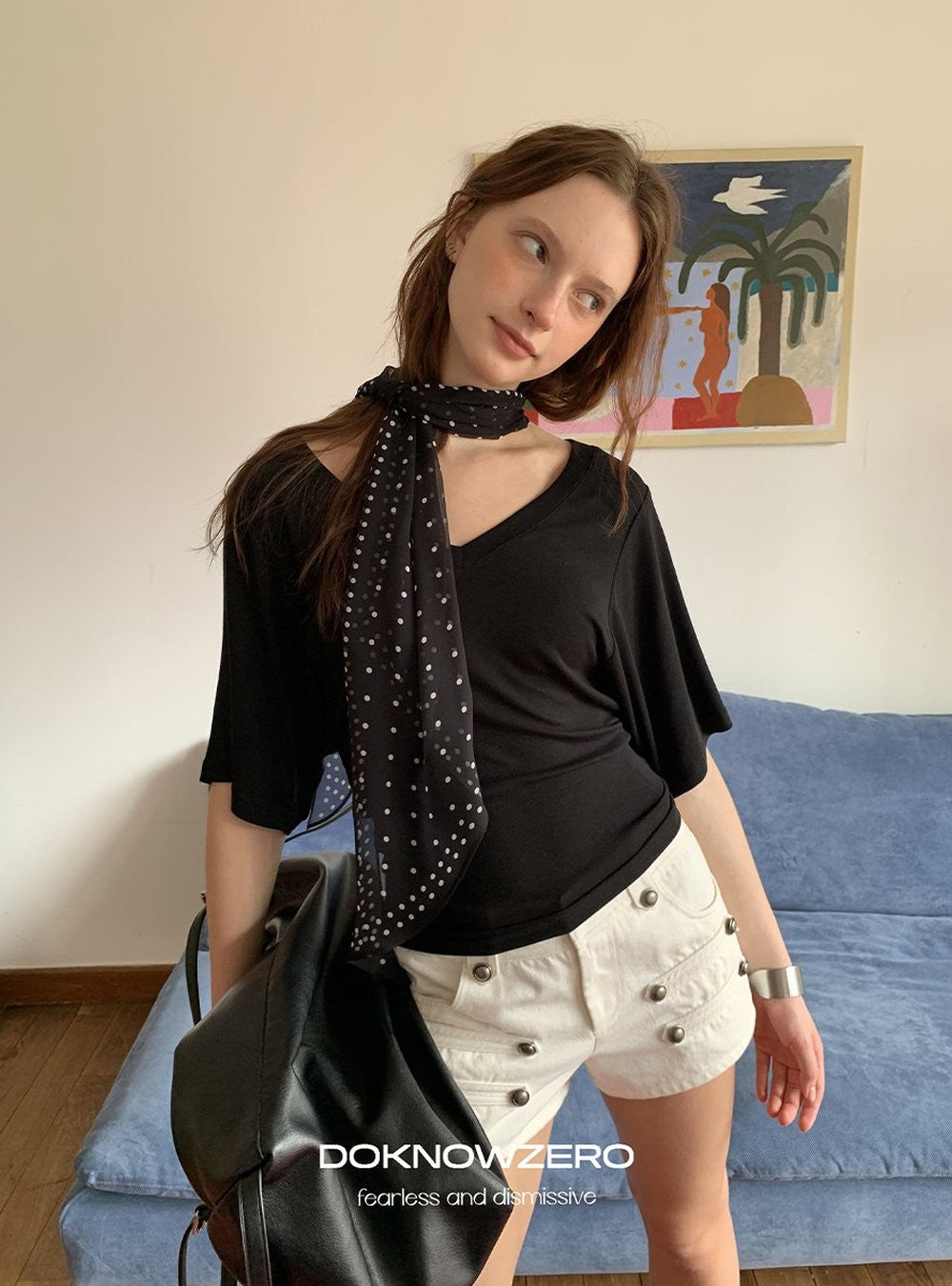 Batwing Sleeve V Neck Top (2color)