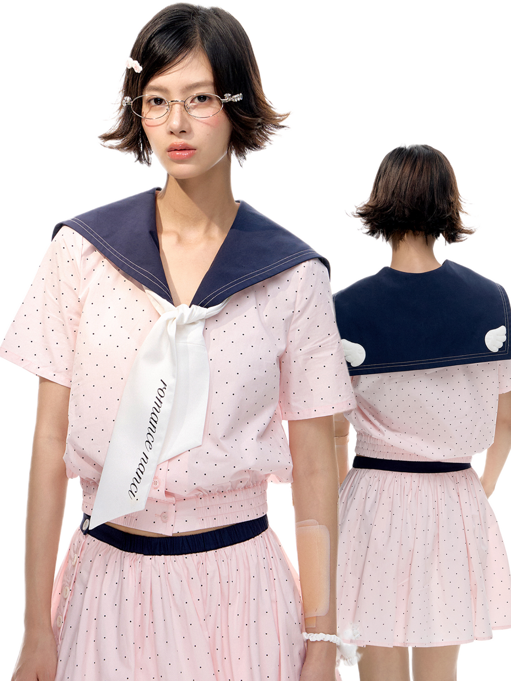 Romance Nanci Wing Point Dot Sailor Shirt