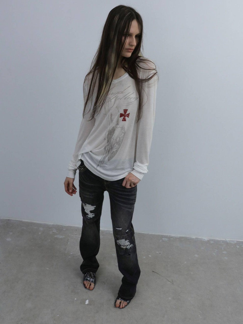 Angel Irregular Punk Print Women'S Lyocell Long Sleeve T-Shirts