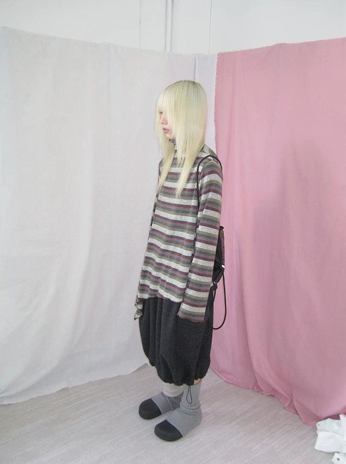 3months | HIGH NECK STRIPED TOP【ID:TN00052】