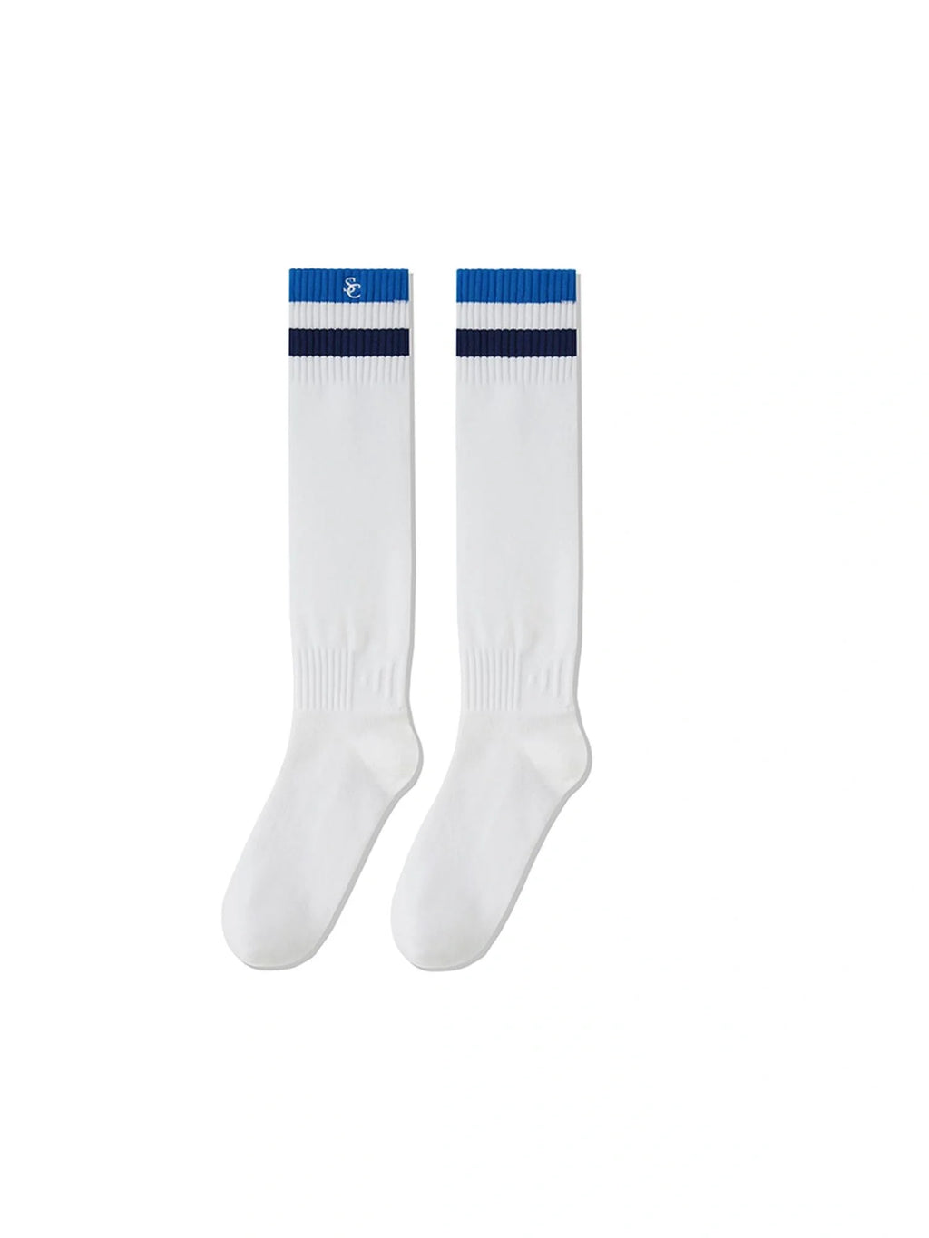 Sporty Bold Embroidered Striped Knee Socks