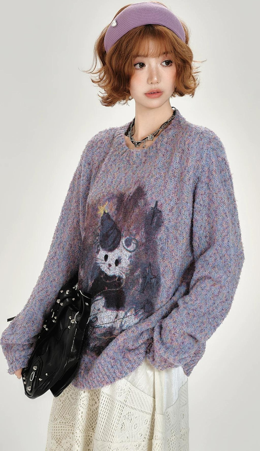 Girlyhalo |  RETRO PRINTED KNITTED SWEATER【ID:TN00008】