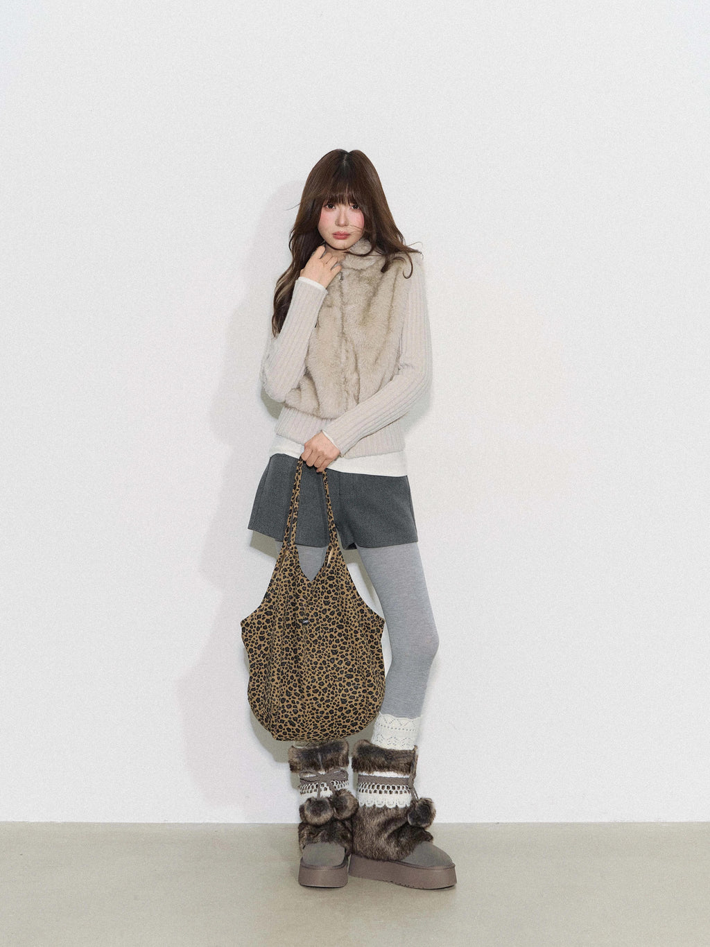 THELIGHT | FURRY SPLICED SHORT COAT【ID:TN00095】