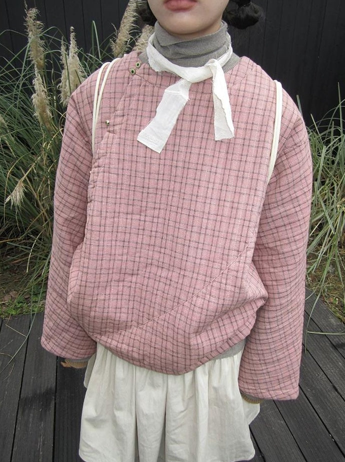 3months | PINK PLAID COTTON JACKET【ID:TN00034】