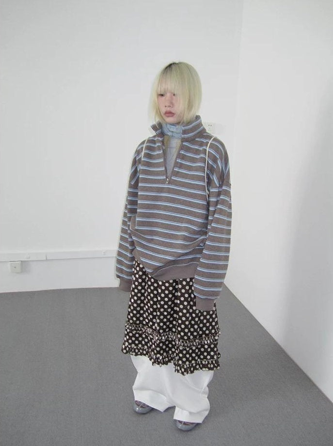 3months | RETRO STRIPED BOA SWEATER【ID:TN00065】